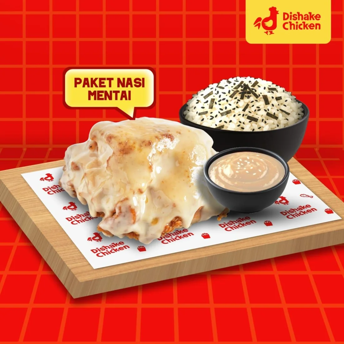 Paket nasi ayam saus mentai Dishake Chicken